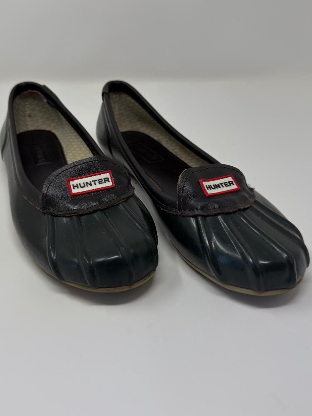 Hunter Dark Green Waterproof Rubber Ballet Flats